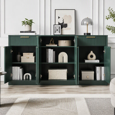 Large Fluted Buffet Sideboard with 6 Doors & 2 Drawers