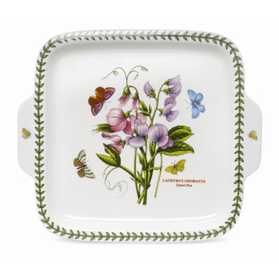 Portmeirion Botanic Garden Sq Dessert Dish W/Hndl 11"
