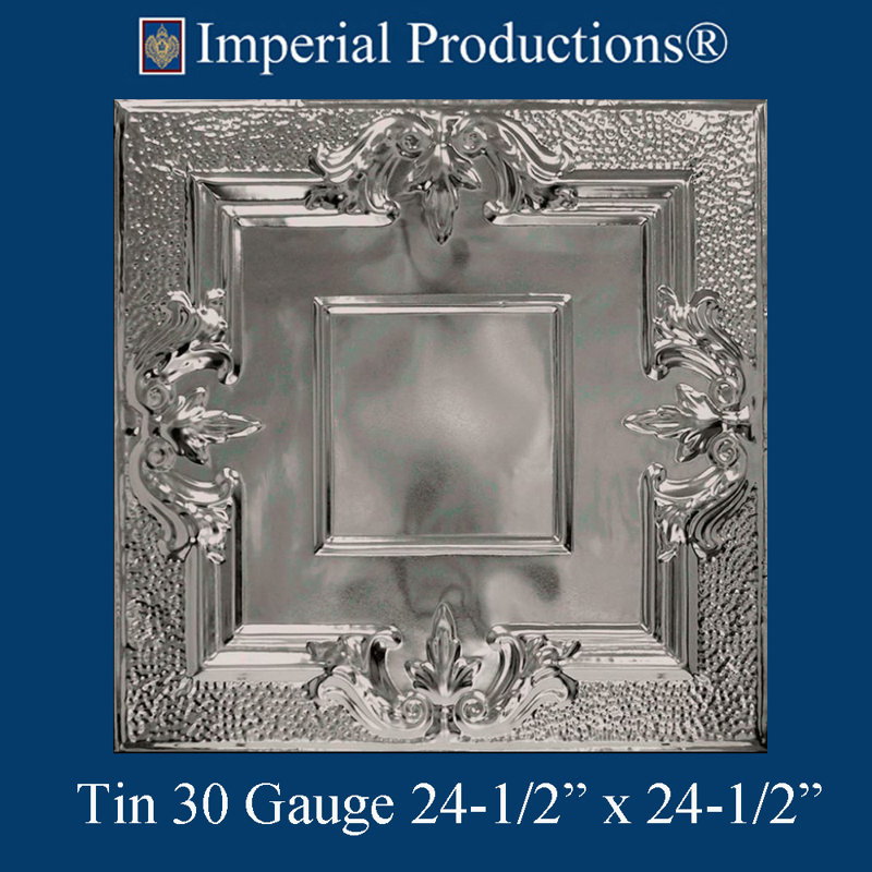 24.38'' L x 24.38'' W Metallic Tin Nail Up Ceiling Tile In Silver