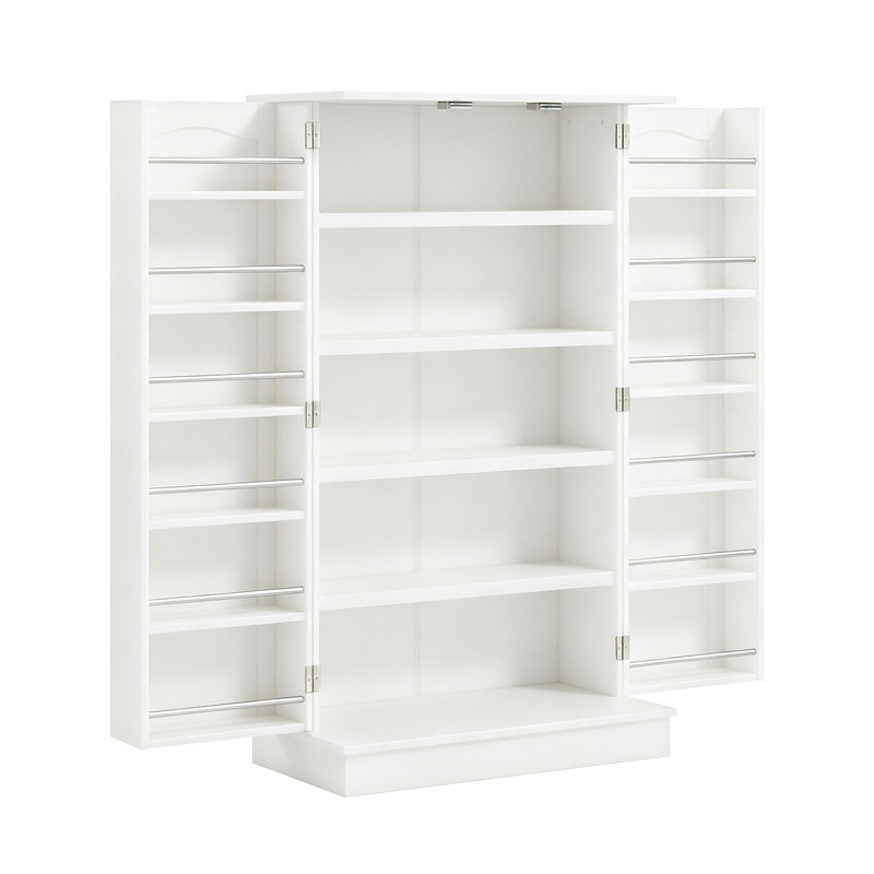Armoire de cuisine avec 12 étagères à épices, 2 tablettes réglables et 2 portes, White