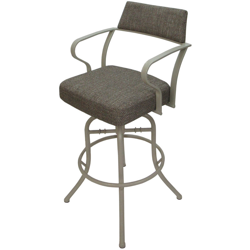 Tabouret de comptoir pivotant 26 po Chiyomi, Mélange de polyester - siège brun / structure be