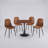 5-Piece Mid-Century Dining Set, Distressed Brown Chairs & Round Pedestal Table
