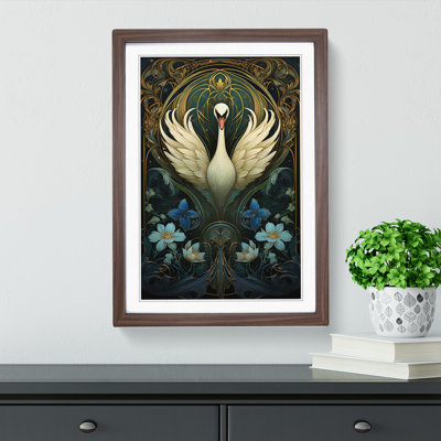 Swan Nouveau - Single Picture Frame Print on Wood