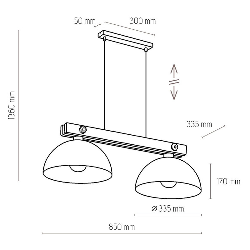 Mina 2 - Light Black/White/Brown Kitchen Island Pendant