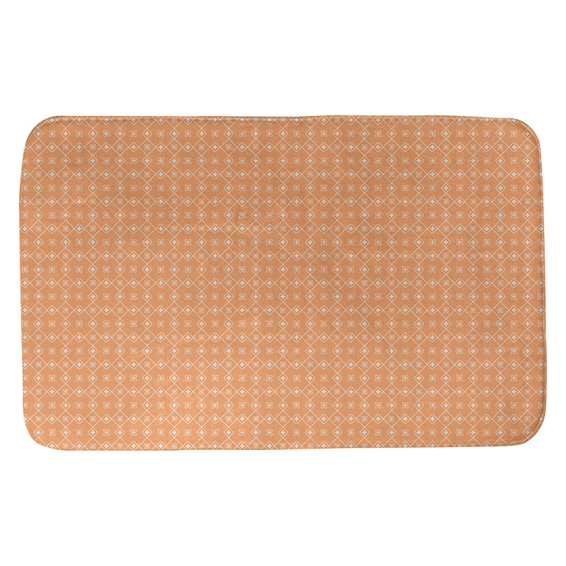 Tapis de bain antidérapant rectangulaire en forme de napperon de style Elizabeth bueschel, l 17 po x L 24 po, Orange / blanc