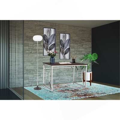 Martha Office Workspace Desk MDF/Chrome In Brown