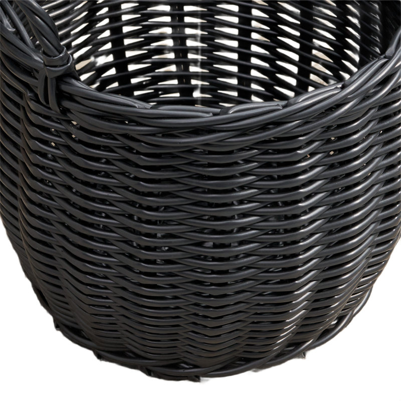 Panier de rangement multi-usages avec poignées Lesa, tissage en osier noir 13 po
