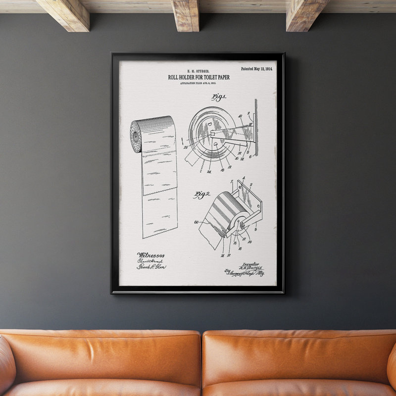 Toile de papier hygiénique de qualité supérieure brevetée III - prête à être accrochée, Cadre noir