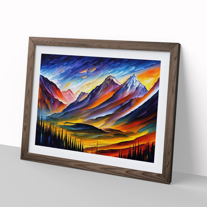 Mountain View Vol.3 Abstract - Framed Print, 25cm H x 34cm W x 2cm D, Walnut Framed
