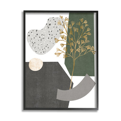 Formes abstraites avec détails floraux dorés par Melissa Wang - impression d'art graphique