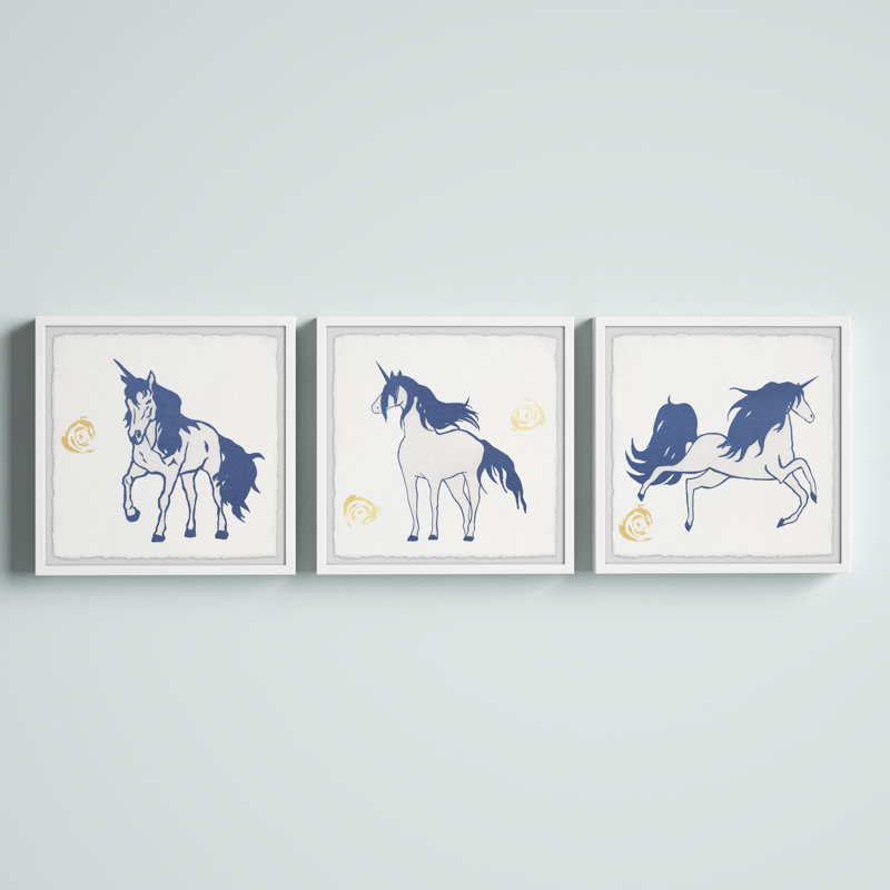 «George Hairy Unicorn Triptych», ensemble de 3 reproductions encadrées, H 18 po x l 18 po