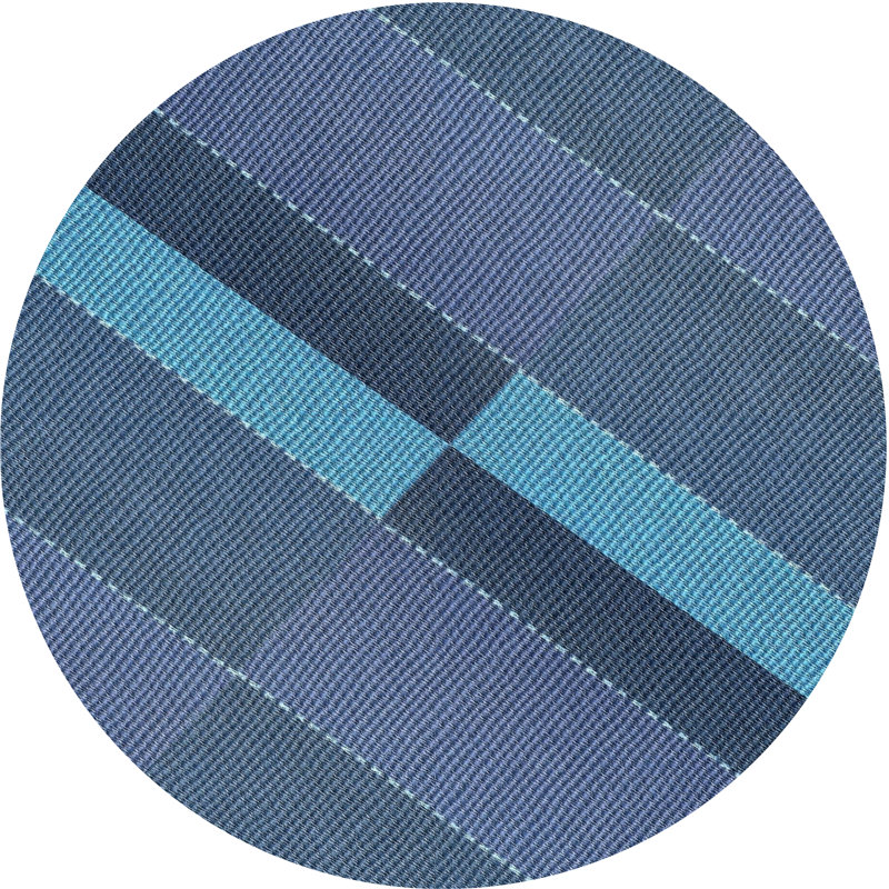Tapis mauve/bleu à motifs, Rond 5 pi