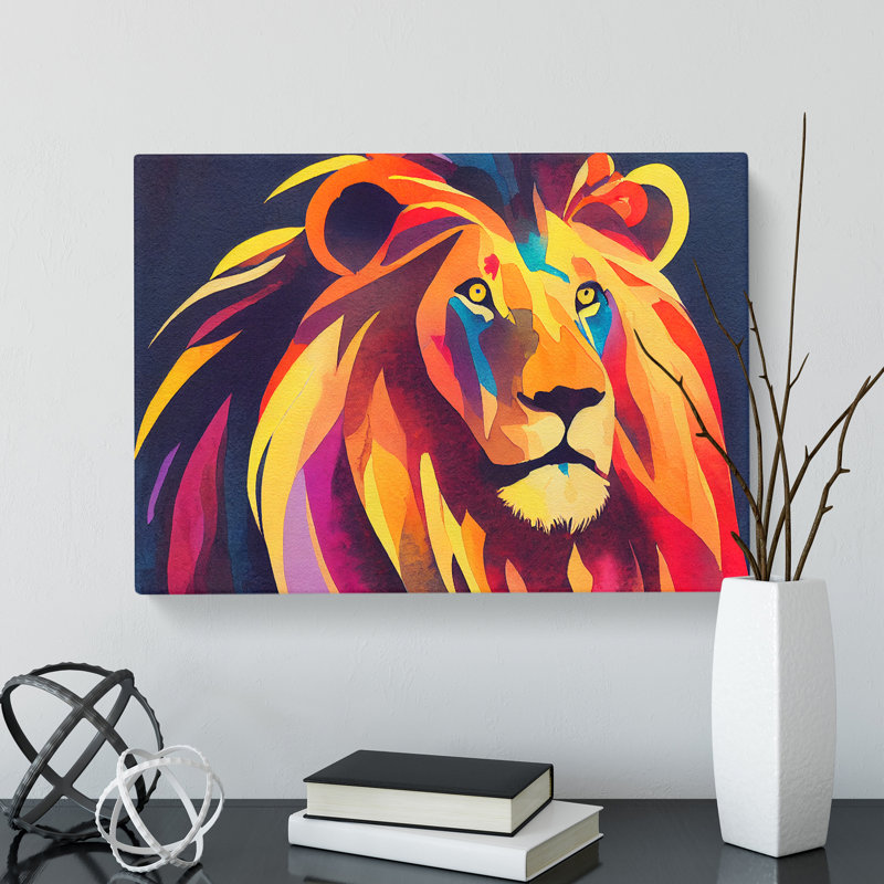 Lion Watercolour Vol.4 Abstract - Wrapped Canvas, 35cm H x 50cm W x 3cm D