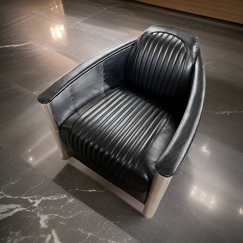 Faux Leather Barrel Chair