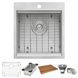 Roma Workstation 15" L x 15" W Drop-in Bar Sink