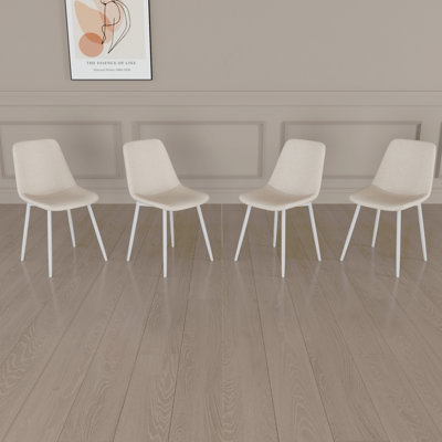 A Set Of 4 Dining Chairs, Modern Kitchen Dining Chair, Linen Padded Chairs, And Sturdy Metal Leg Decorated Dining Chairs. Fabric Dining Chair