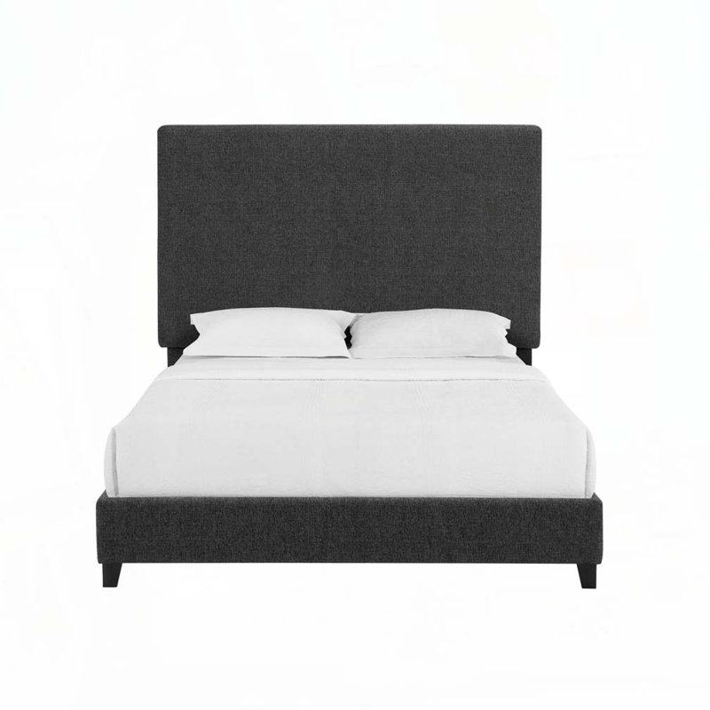Lit plateforme tapissier Boucle, Boucle gris, Grand lit