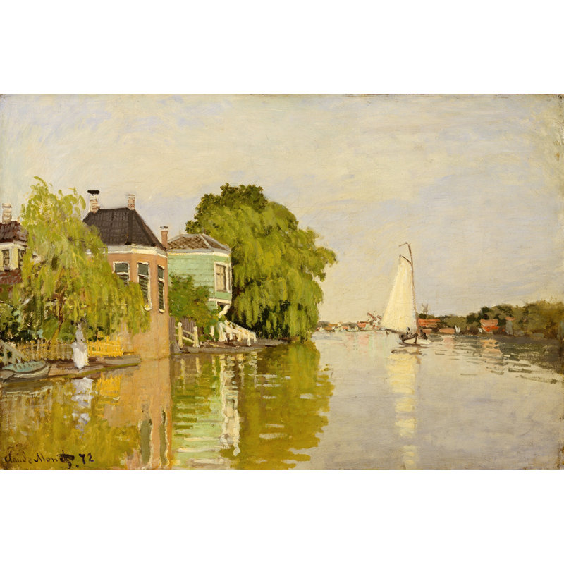 Houses On The Achterzaan by Claude O. Monet - Wrapped Canvas Painting, 20cm H x 30cm W
