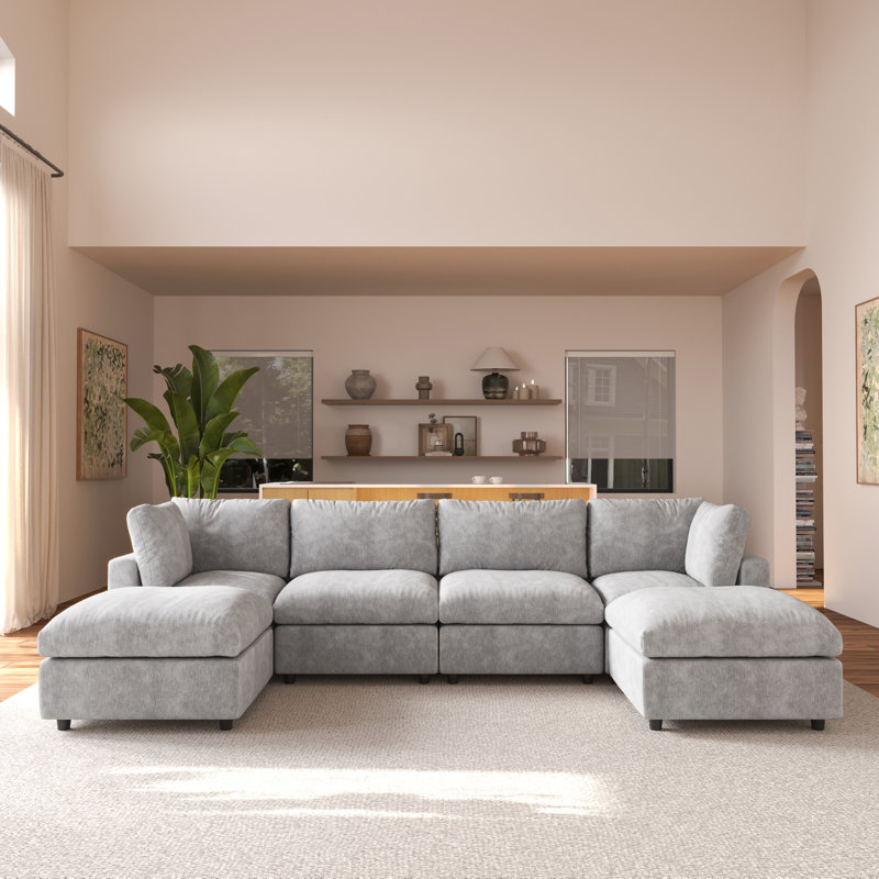 Canapé modulaire 6 pièces Kessi, Gris clair