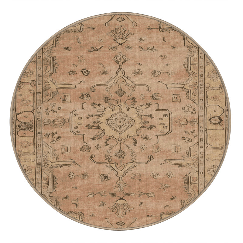 Tapis brun lavable à la machine, Rond 6 pi