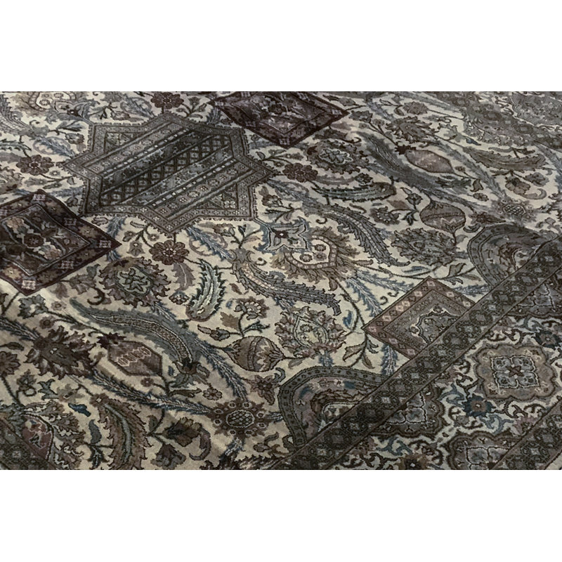 Hand-Knotted High-Quality Gold and Gold Square Area Rug