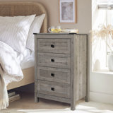 Ivyunna 4-Drawer Tall Nightstand, Wood Farmhouse Dresser,Retro Bedside Table