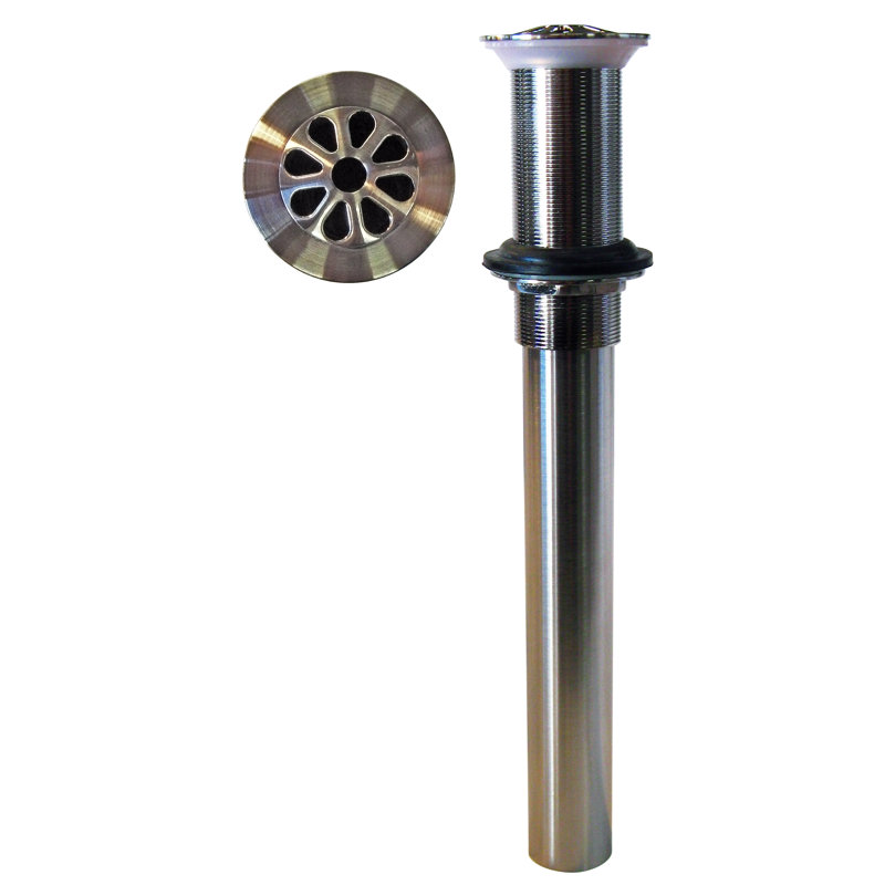 Bathroom Sink Drain Assembly with Rapid Draining Crowned Grid without Overflow Holes - Exposed, Satin Nickel
