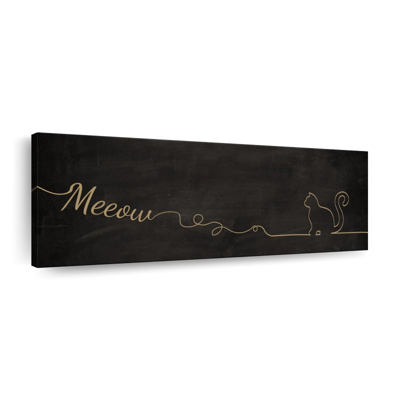 Chat Meow sur toile, H 12 po x l 36 po x P 1,25 po
