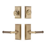 Fifth Avenue Short Plate Complete Entry Set with Single Cylinder Deadbolot and Soleil Lever