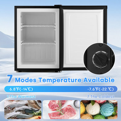 BacklD 2.1 Cu.ft Upright Freezer, Compact Mini Freezer with Reversible Door, Adjustable Thermostat, Removable Shelves, Small Freezer for Dorm/Office/Apartment, Blackwith Reversible Door, Low Noise for Home/Dorm/Office/Garage, Black