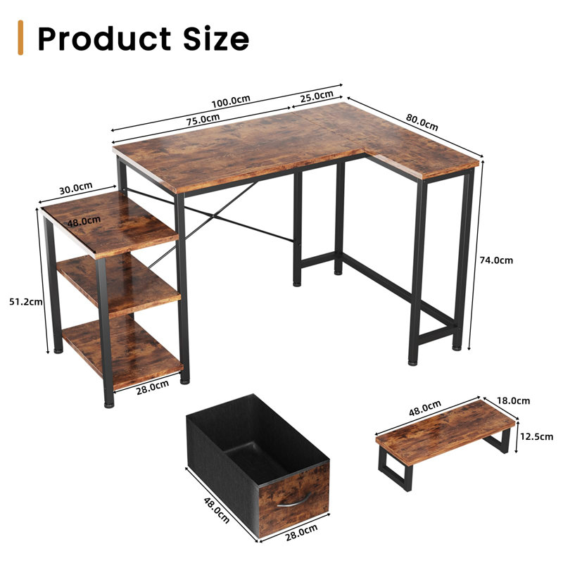 Abduallah L-Shaped Writing Desk