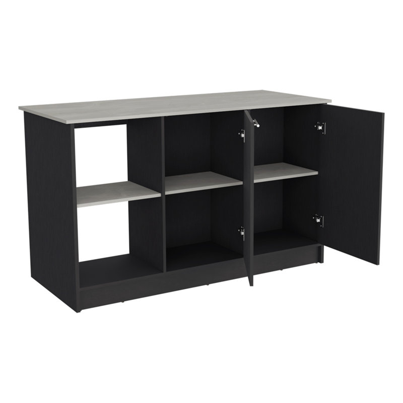Versatile Kitchen Island Padua with Abundant Storage and Stylish Design, Gray/Black