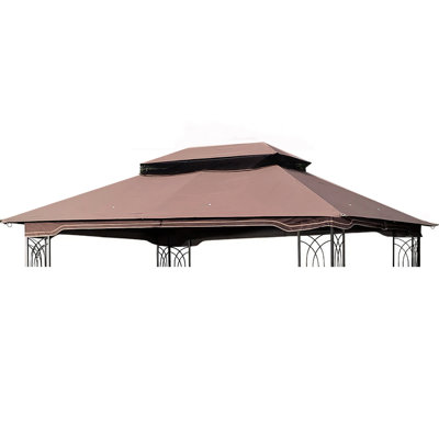 Auvent de remplacement pour pavillon de jardin 10 pi x 12 pi - beige. Avec protection, résistance à l'eau et à la décoloration. Drains et filet extérieur pour insectes. Protégé, hydrofuge, grand teint. Avec trous de bonde