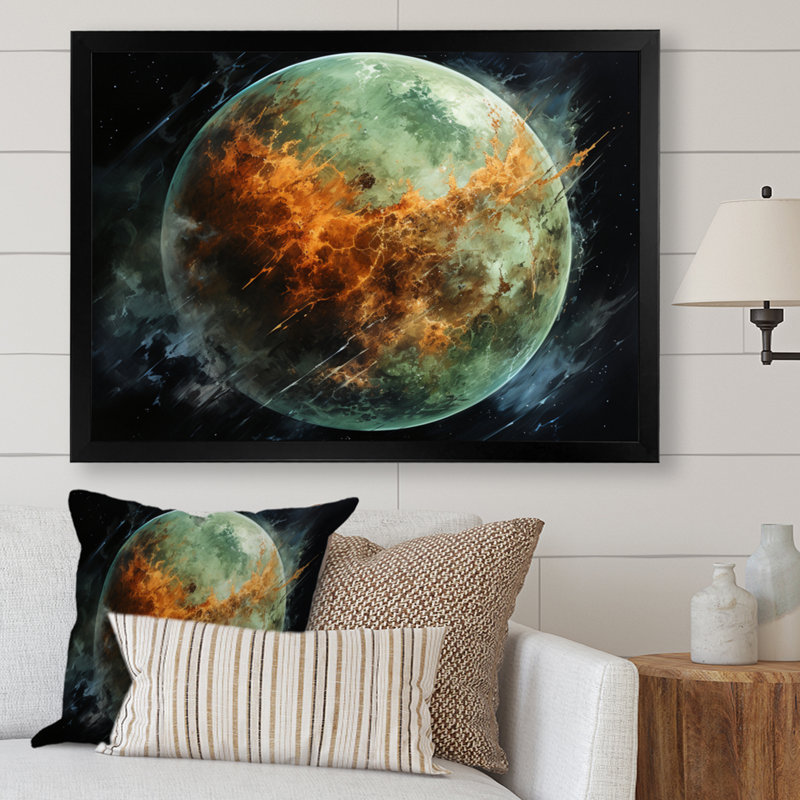 " Orange Misty Earthen ", Black Single Picture Framed, 24" H x 32" W x 1" D