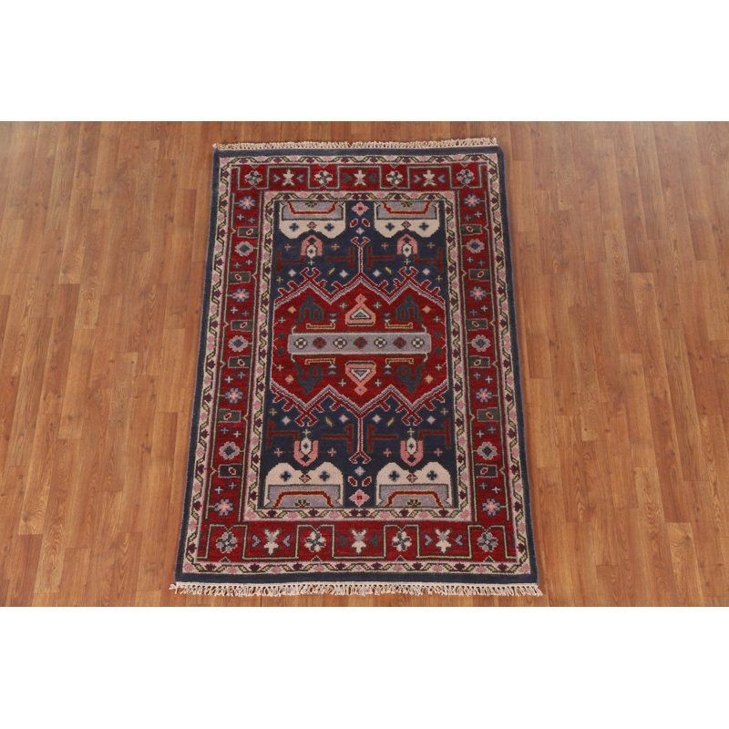Navy Blue & Red Traditional  Oriental Rug 4x6