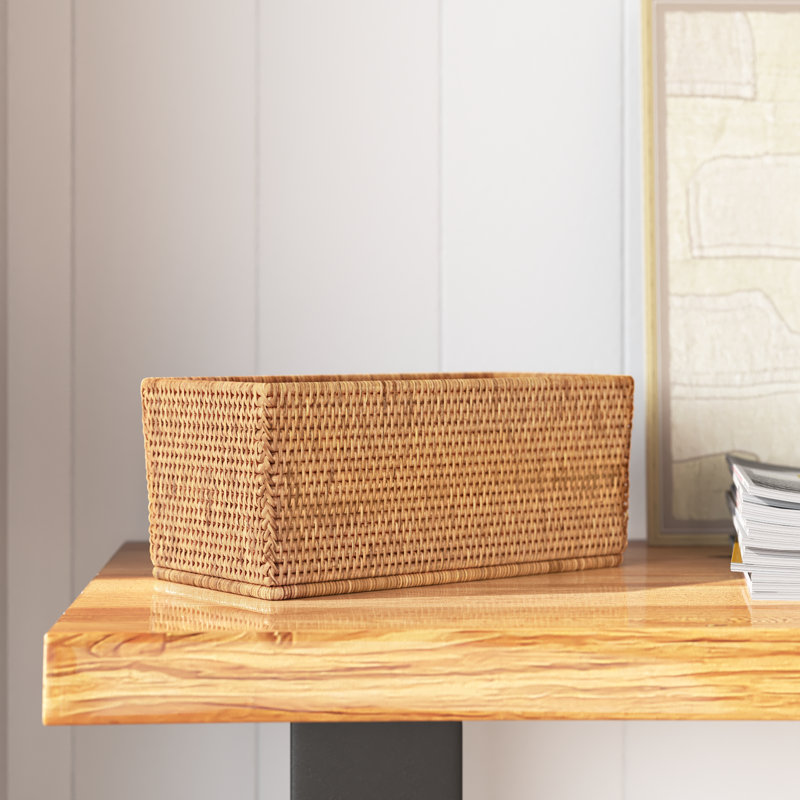 Panier rectangulaire en rotin Glasgow, Brun miel