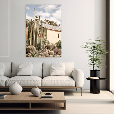 Art contemporain, paysage abstrait rétro, cactus