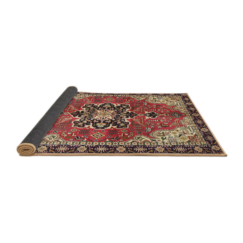 Tapis traditionnel mehroon/noir/crème, Rond 4 pi