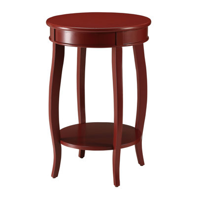 Table d'appoint ronde rouge avec tablette inférieure