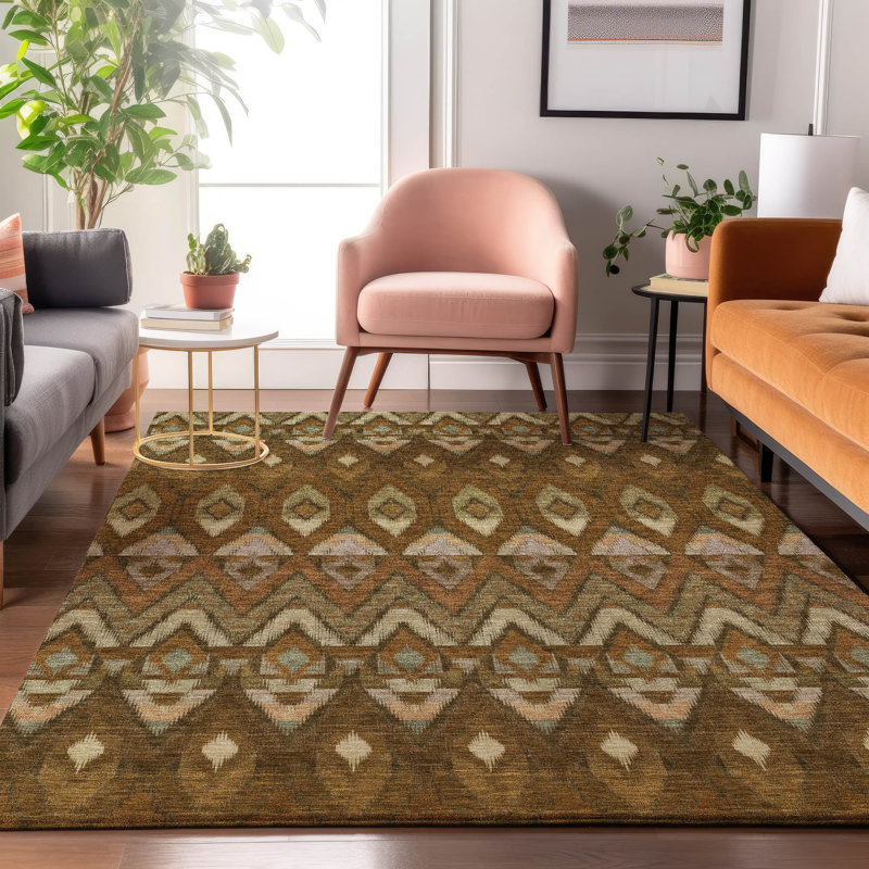 Premium Machine Washable Cerrito Brown Rug, Rectangle 8' x 10'