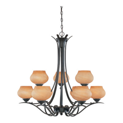 Lustre à niveaux ombrés 9 lumières Rigoberto