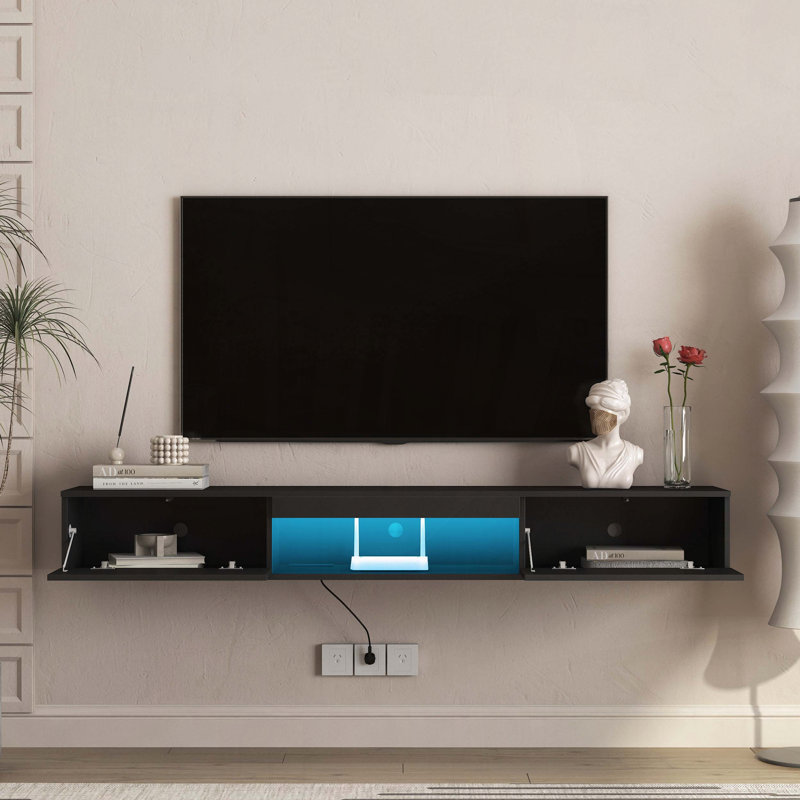 Meuble télé flottant avec 16 lumières DEL de couleur