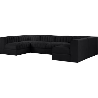 Demars Velvet Performance Fabric Upholstered 6Pc. Modular Sectional