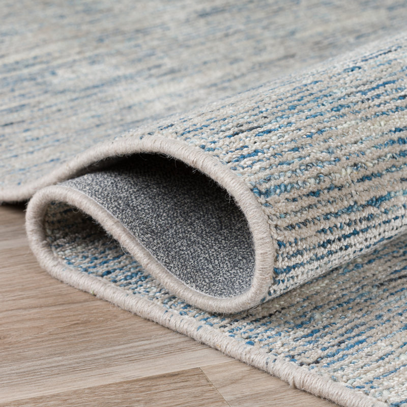 Tapis gris / bleu tissé à la main Siewert, Rectangle 2 pi x 3 pi