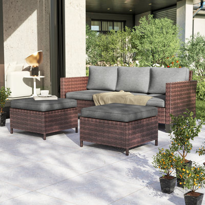 Balcom 3 - Person Outdoor Seating Group with Cushions by Ebern Designs