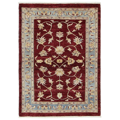 Daugherty Hand Knotted 4x6 Red Rug