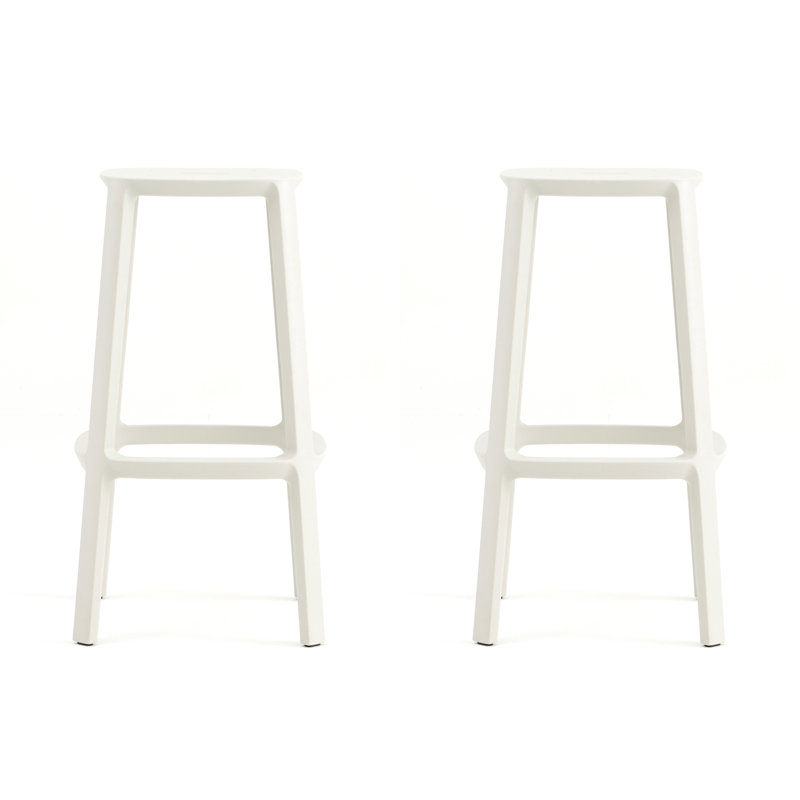 Cadrea Barstool - White (Set Of 2), Bar Stool (30" Seat Height), Light Brown