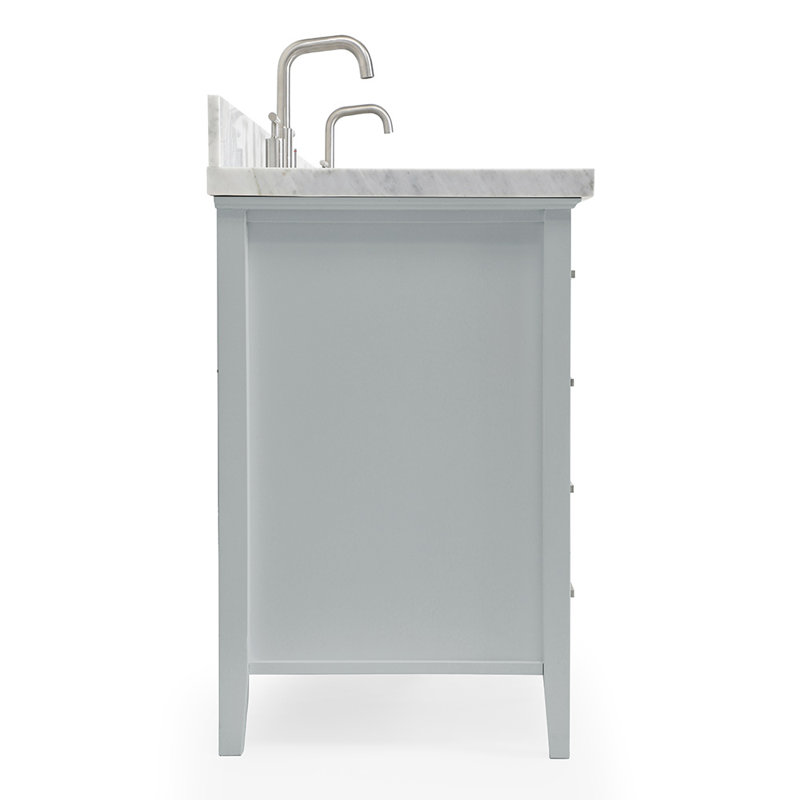 Kensington 61'' W Double Vanity, Oval, Gray, Carrara White Marble