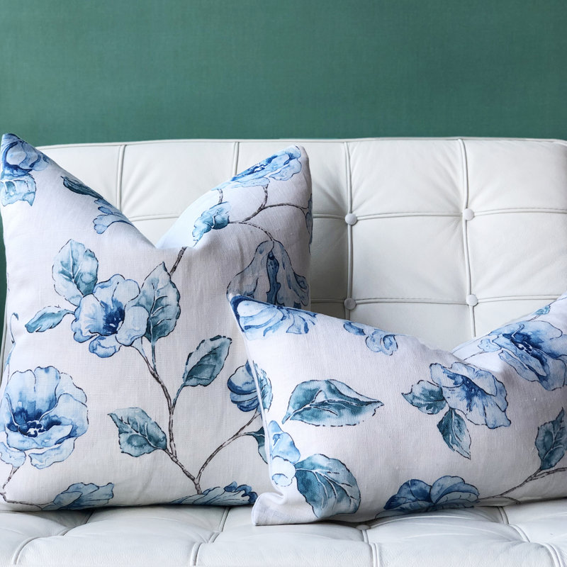 Floral Linen Reversible Throw Pillow
