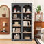 Ensemble de 2 bibliothèques modernes autoportantes à 5 niveaux de H 71,6 po x l 39,1 po avec tablettes réglables et conception anti-basculement-357773426